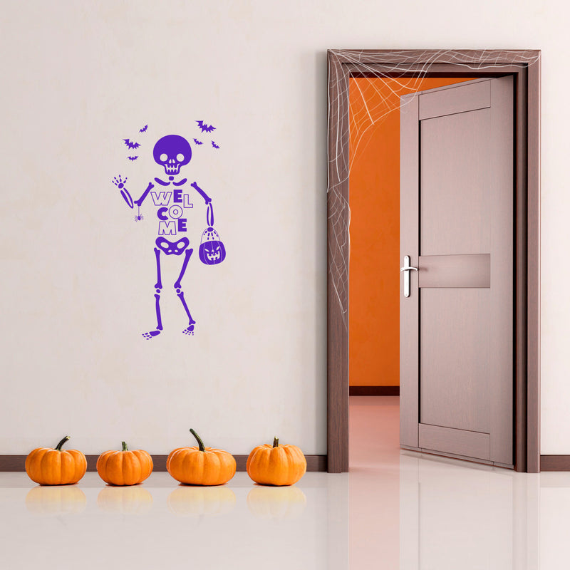 Vinyl Wall Art Decal - Welcome - 31" x 16" - Trendy Cool Halloween Season Fun Bats Design Sticker For Home Family Room Windows Entry Hall Doors Storefront Coffee Shop School Spooky Decor 3