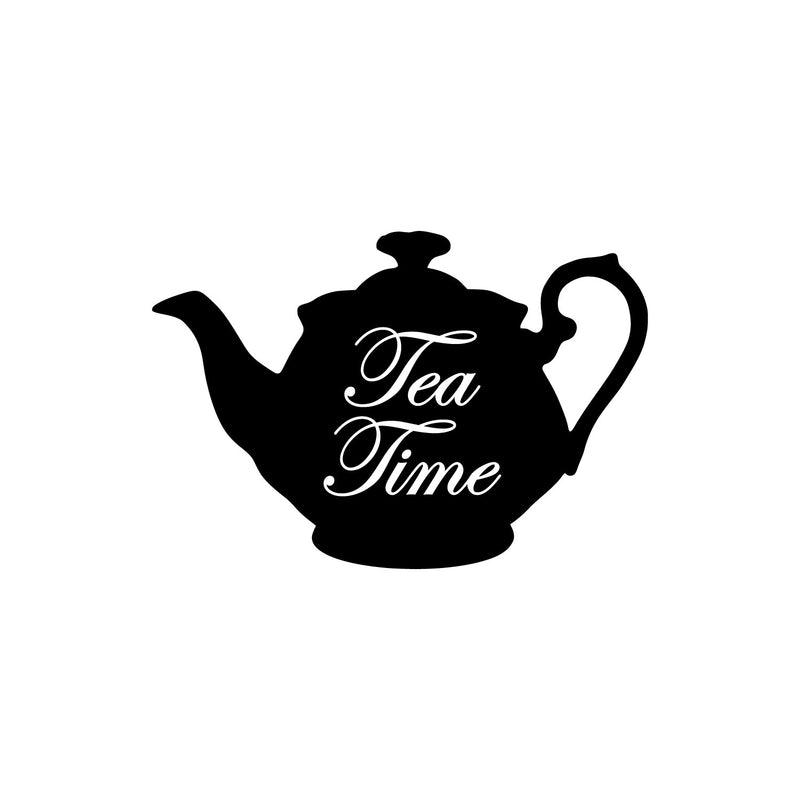 Vinyl Wall Art Decal - Tea Time - Modern Inspirational Quote Teapot Design Sticker for Home Office Kitchenette Restaurant Coffee Shop Decor 1