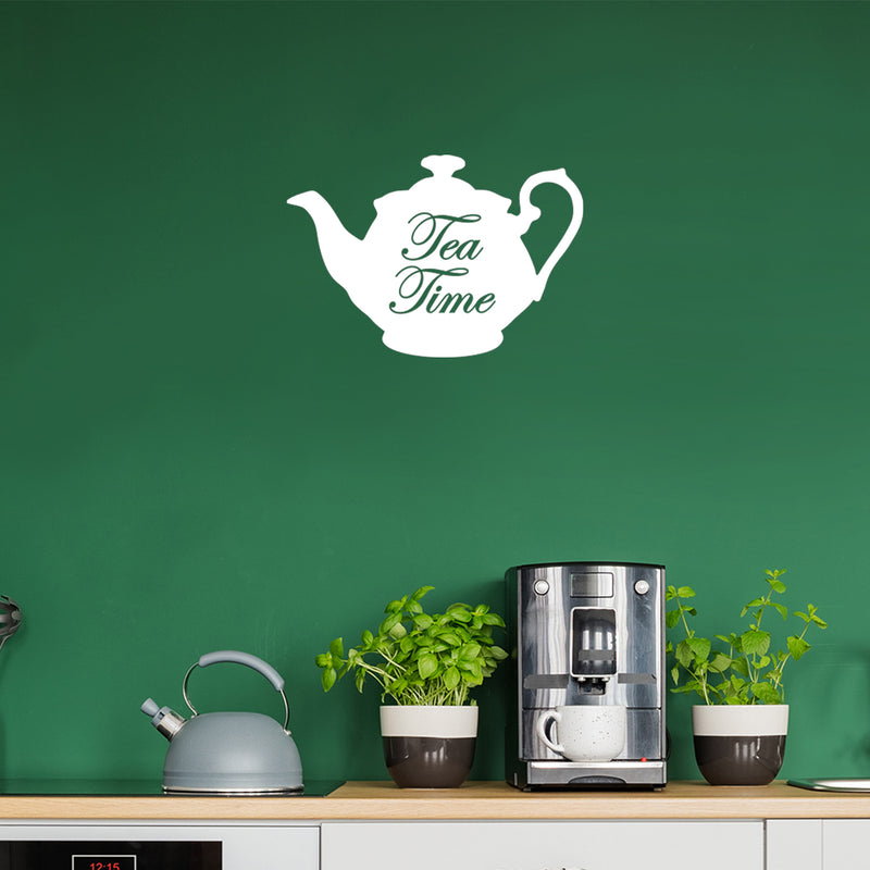 Vinyl Wall Art Decal - Tea Time - 15" x 22" - Modern Inspirational Quote Teapot Design Sticker for Home Office Kitchenette Restaurant Coffee Shop Decor 2