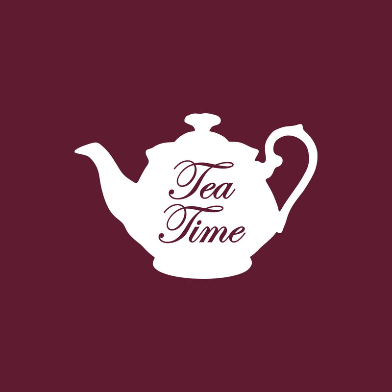 Vinyl Wall Art Decal - Tea Time - 15" x 22" - Modern Inspirational Quote Teapot Design Sticker for Home Office Kitchenette Restaurant Coffee Shop Decor 1