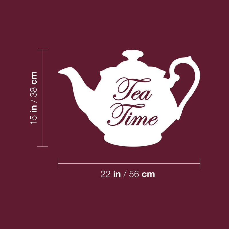 Vinyl Wall Art Decal - Tea Time - 15" x 22" - Modern Inspirational Quote Teapot Design Sticker for Home Office Kitchenette Restaurant Coffee Shop Decor 4