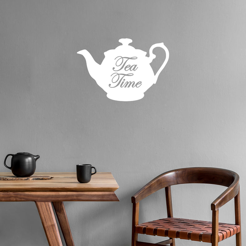 Vinyl Wall Art Decal - Tea Time - 15" x 22" - Modern Inspirational Quote Teapot Design Sticker for Home Office Kitchenette Restaurant Coffee Shop Decor 3