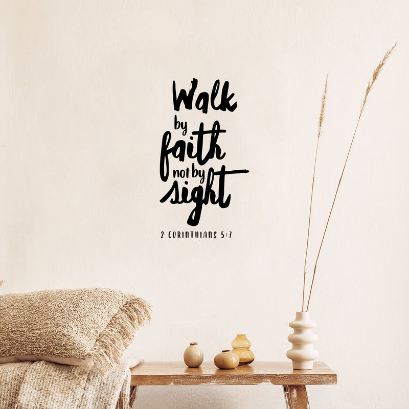 Vinyl Wall Art Decal - Walk By Faith - 2 Corinthians 5:7 - Lovely Spiritual Bible Verse Design Sticker For Home Bedroom Closet Family Room Church Religious Center Decor 2