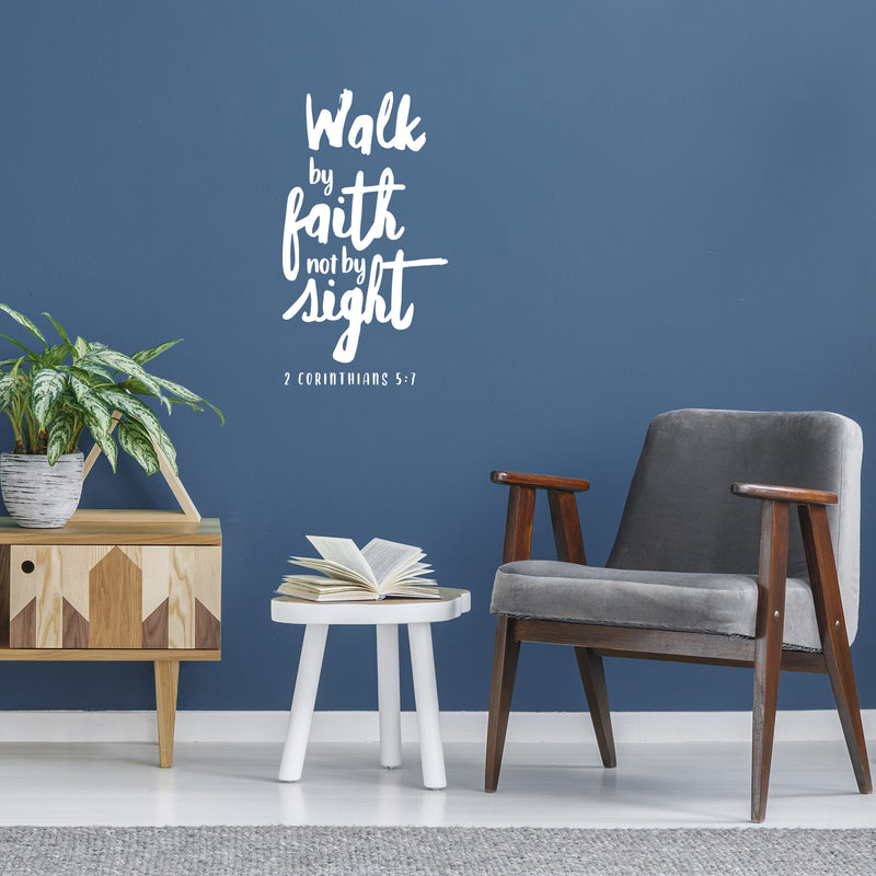 Vinyl Wall Art Decal - Walk By Faith - 2 Corinthians 5:7 - Lovely Spiritual Bible Verse Design Sticker For Home Bedroom Closet Family Room Church Religious Center Decor 5