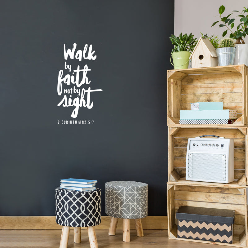 Vinyl Wall Art Decal - Walk By Faith - 2 Corinthians 5:7 - 20" x 11" - Lovely Spiritual Bible Verse Design Sticker For Home Bedroom Closet Family Room Church Religious Center Decor 2