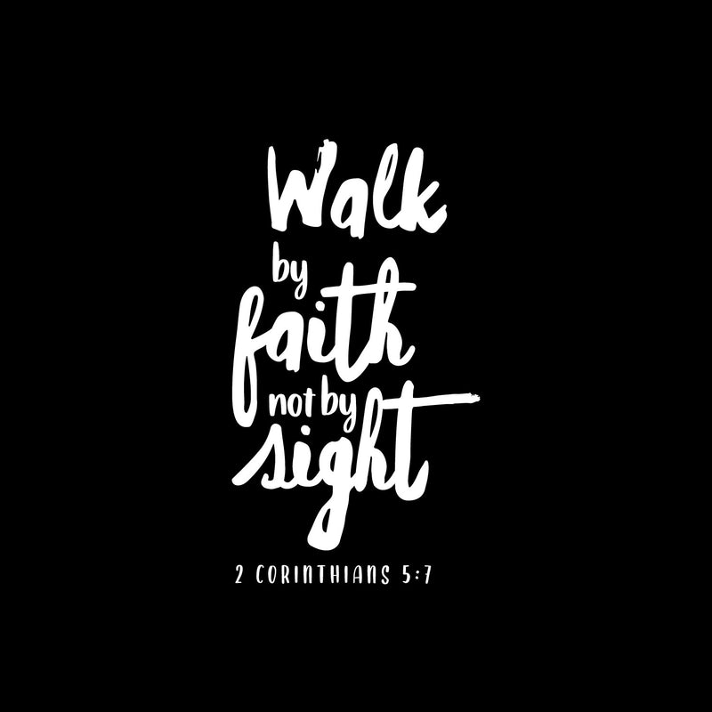 Vinyl Wall Art Decal - Walk By Faith - 2 Corinthians 5:7 - 20" x 11" - Lovely Spiritual Bible Verse Design Sticker For Home Bedroom Closet Family Room Church Religious Center Decor 1