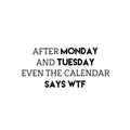 Vinyl Wall Art Decal - After Monday And Tuesday Even The Calendar Says WTF - 11.5" x 25" - Trendy Funny Good Vibes Quote Sticker For Home Living Room Office Coffee Shop Gym Humor Decor 1