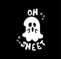 Vinyl Wall Art Decal - Oh Sheet - 16" x 11" - Ghost Design Seasonal Halloween Quote Sticker For Entryway Storefront Office Living Room Scary Spooky Decor 1