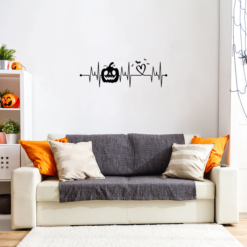 Vinyl Wall Art Decal - Heart Bit Halloween - 33. Scary Pumpkin Face Seasonal Quote Sticker For Entryway Storefront Office Living Room Horror Spooky Decor 3