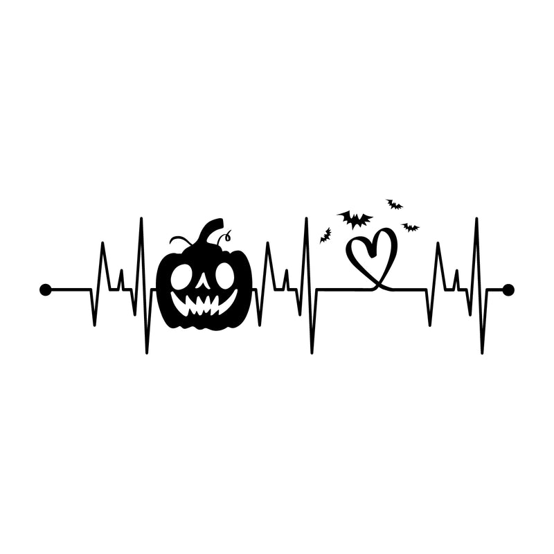 Vinyl Wall Art Decal - Heart Bit Halloween - 33.5" x 11" - Scary Pumpkin Face Seasonal Quote Sticker For Entryway Storefront Office Living Room Horror Spooky Decor 1