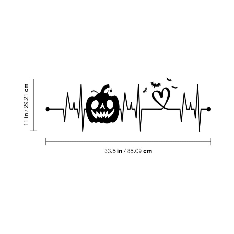Vinyl Wall Art Decal - Heart Bit Halloween - 33.5" x 11" - Scary Pumpkin Face Seasonal Quote Sticker For Entryway Storefront Office Living Room Horror Spooky Decor 4
