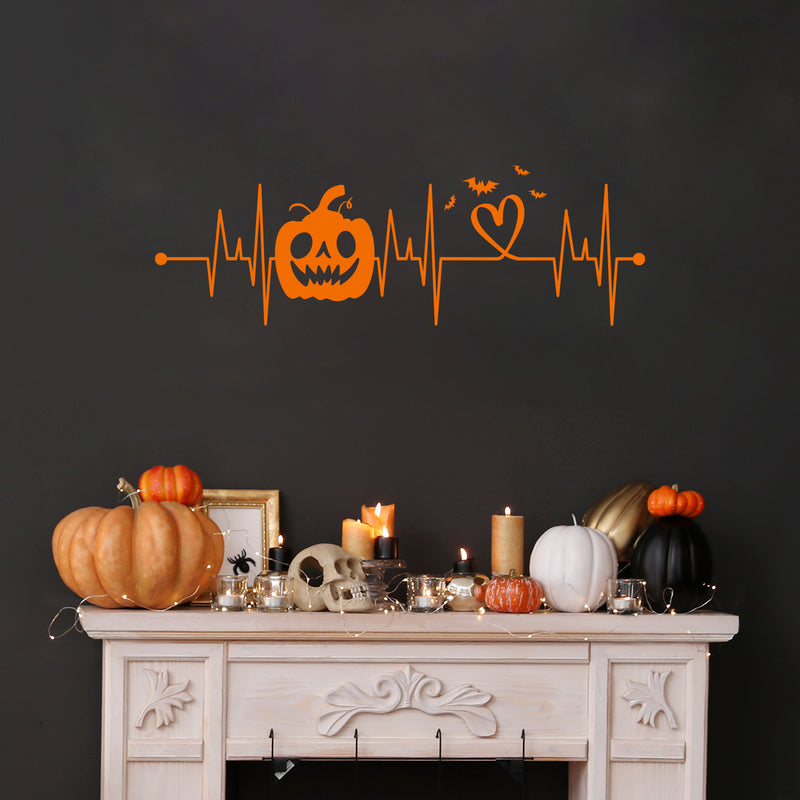 Vinyl Wall Art Decal - Heart Bit Halloween - 33.5" x 11" - Scary Pumpkin Face Seasonal Quote Sticker For Entryway Storefront Office Living Room Horror Spooky Decor 2