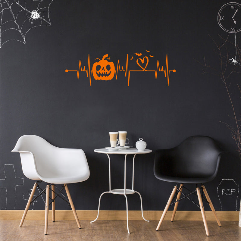 Vinyl Wall Art Decal - Heart Bit Halloween - 33.5" x 11" - Scary Pumpkin Face Seasonal Quote Sticker For Entryway Storefront Office Living Room Horror Spooky Decor 3
