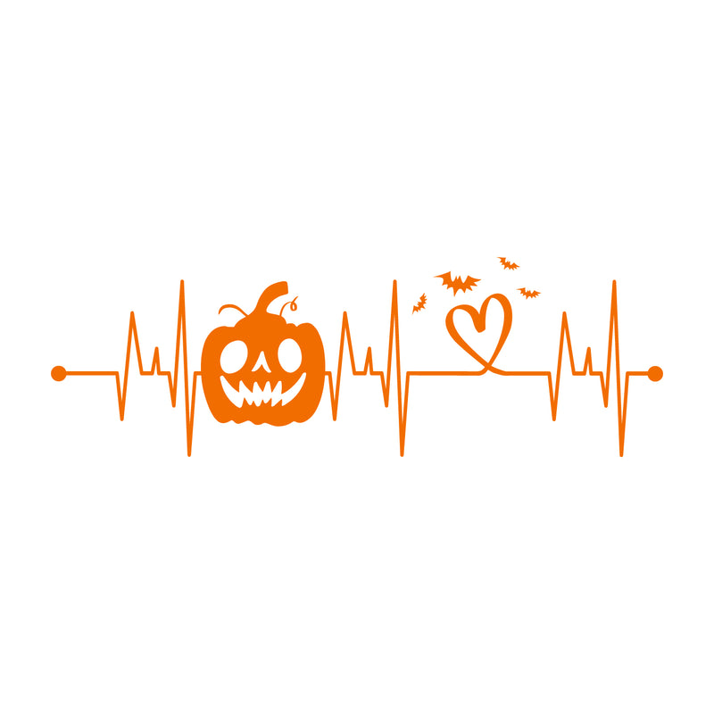 Vinyl Wall Art Decal - Heart Bit Halloween - 33.5" x 11" - Scary Pumpkin Face Seasonal Quote Sticker For Entryway Storefront Office Living Room Horror Spooky Decor 1