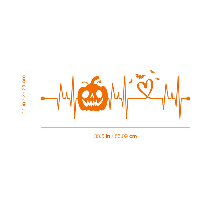 Vinyl Wall Art Decal - Heart Bit Halloween - 33.5" x 11" - Scary Pumpkin Face Seasonal Quote Sticker For Entryway Storefront Office Living Room Horror Spooky Decor 4