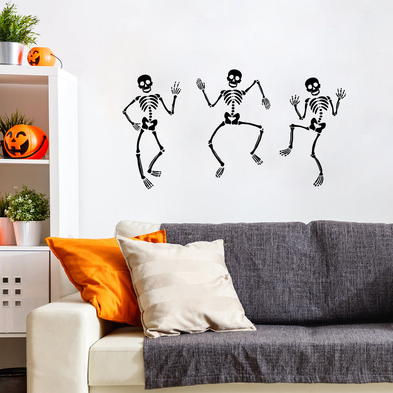 Vinyl Wall Art Decal - Set Of 3 Skeleton - 68.5" x 15" - Seasonal Halloween Quote Sticker For Entryway Storefront Office Living Room Scary Spooky Decor 3