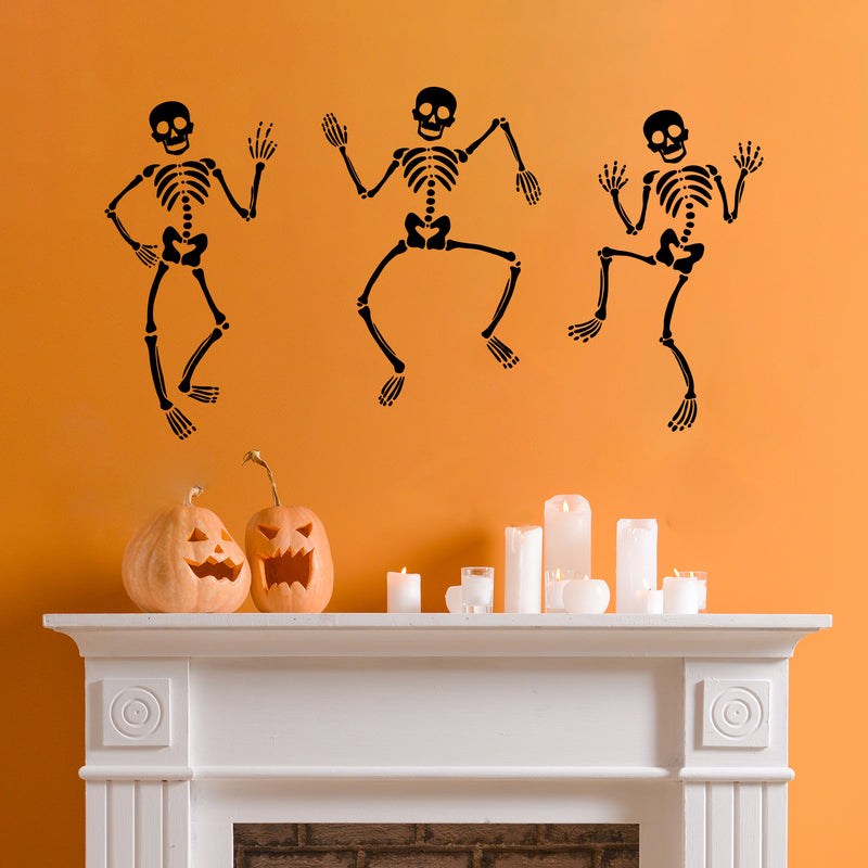 Vinyl Wall Art Decal - Set Of 3 Skeleton - 68. Seasonal Halloween Quote Sticker For Entryway Storefront Office Living Room Scary Spooky Decor 2