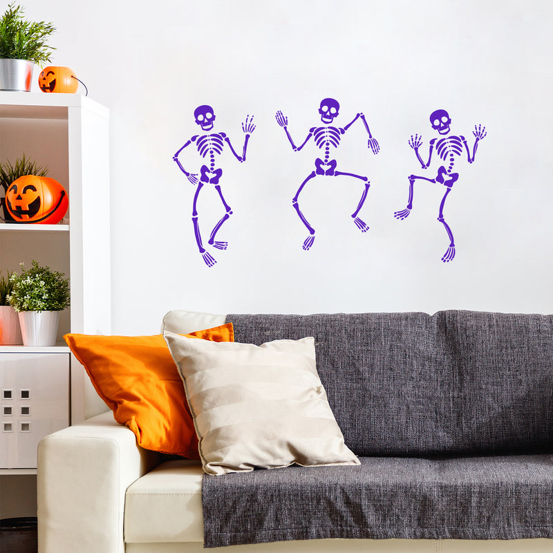 Vinyl Wall Art Decal - Set Of 3 Skeleton - 68.5" x 15" - Seasonal Halloween Quote Sticker For Entryway Storefront Office Living Room Scary Spooky Decor 2