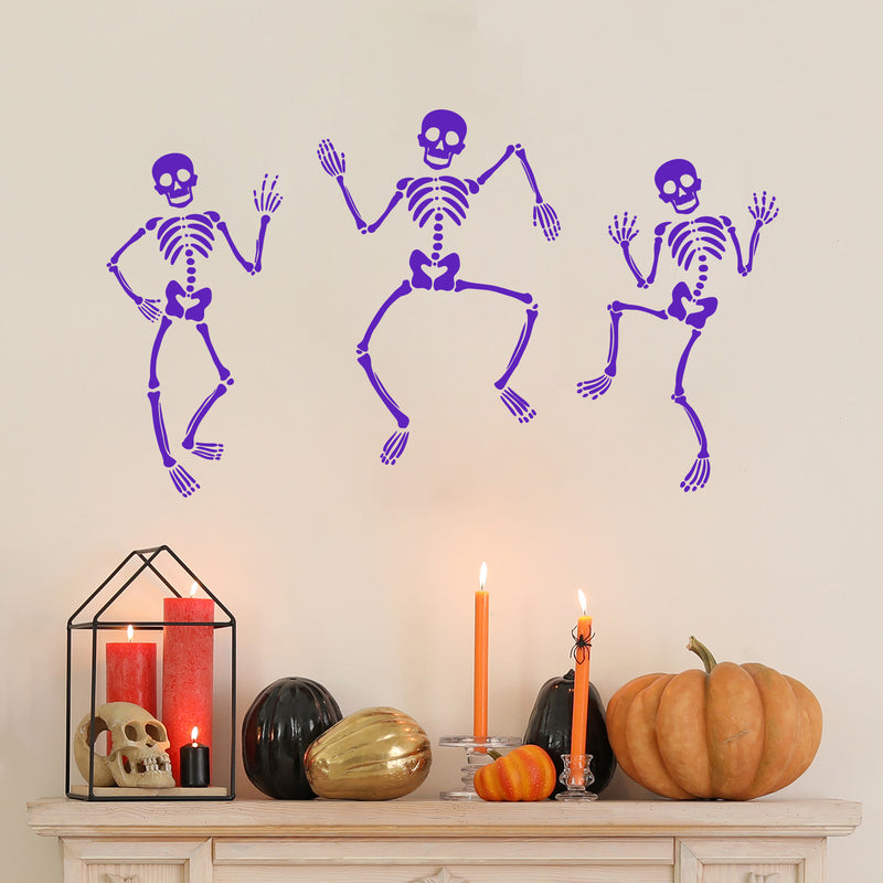 Vinyl Wall Art Decal - Set Of 3 Skeleton - 68.5" x 15" - Seasonal Halloween Quote Sticker For Entryway Storefront Office Living Room Scary Spooky Decor 3