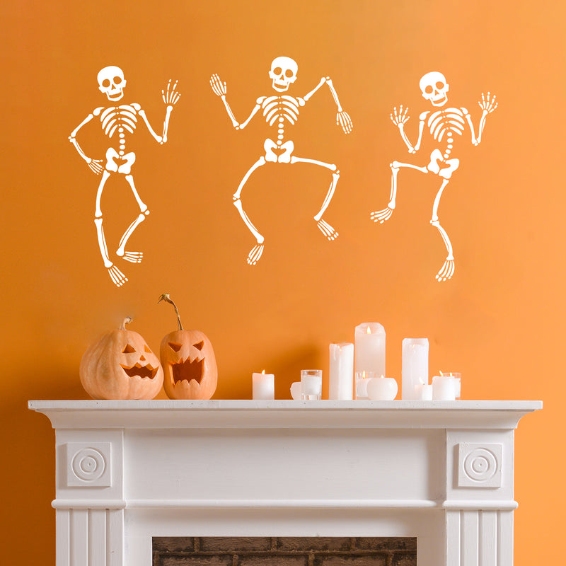 Vinyl Wall Art Decal - Set Of 3 Skeleton - 68.5" x 15" - Seasonal Halloween Quote Sticker For Entryway Storefront Office Living Room Scary Spooky Decor 2