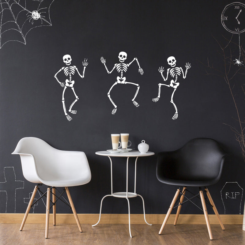 Vinyl Wall Art Decal - Set Of 3 Skeleton - 68.5" x 15" - Seasonal Halloween Quote Sticker For Entryway Storefront Office Living Room Scary Spooky Decor 3