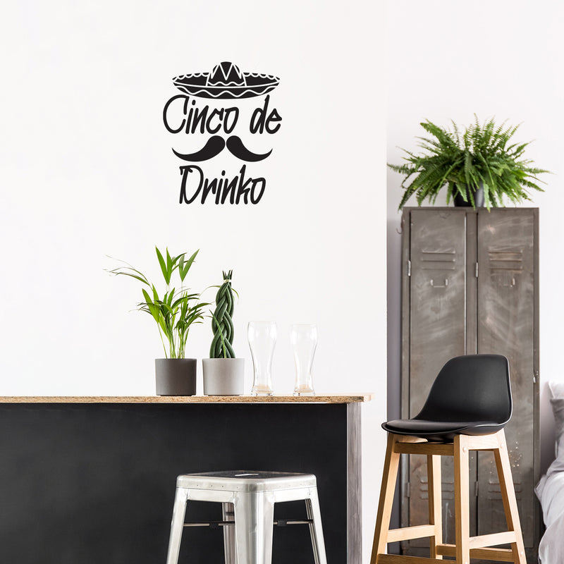 Vinyl Wall Art Decal - Cinco De Drinko - Modern Cinco de Mayo Quote Sticker For Mexican Fiesta Decoration Home Bedroom Work Office Living Room Decor 2