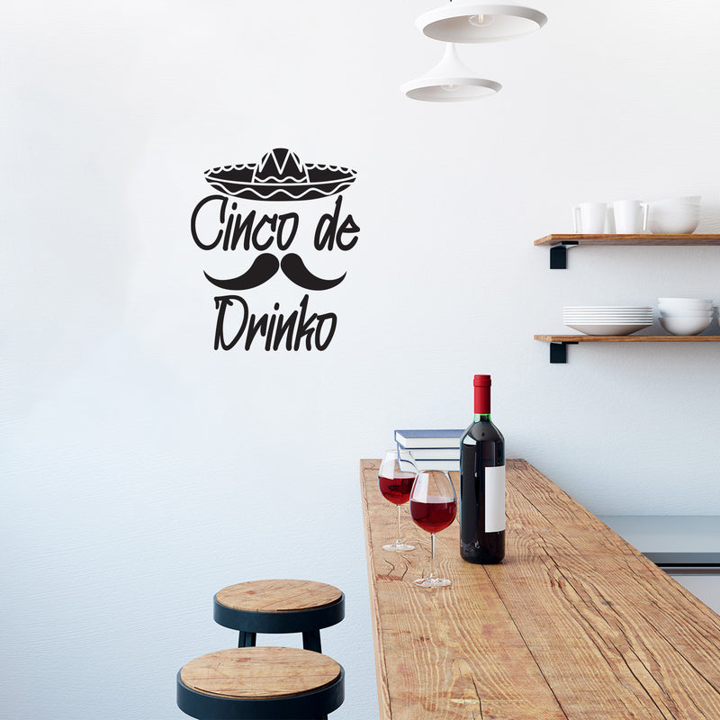 Vinyl Wall Art Decal - Cinco De Drinko - Modern Cinco de Mayo Quote Sticker For Mexican Fiesta Decoration Home Bedroom Work Office Living Room Decor 3