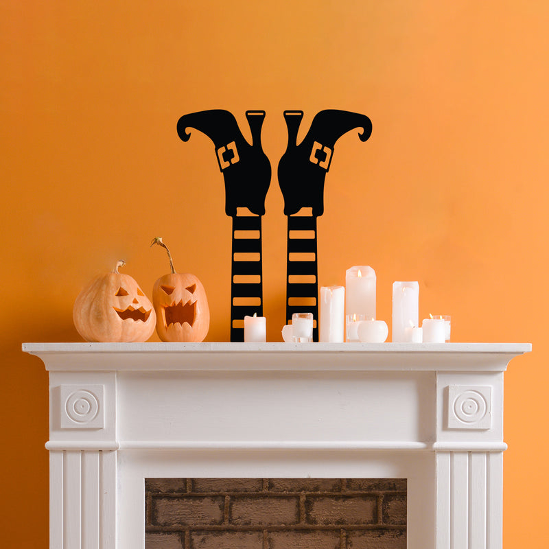 Vinyl Wall Art Decal - Witch Feet - 24" x 20" - Trendy Funny Cool Halloween Season Design Sticker For Home Living Room Windows Entry Hall Doors Storefront Coffee Shop School Spooky Decor 2