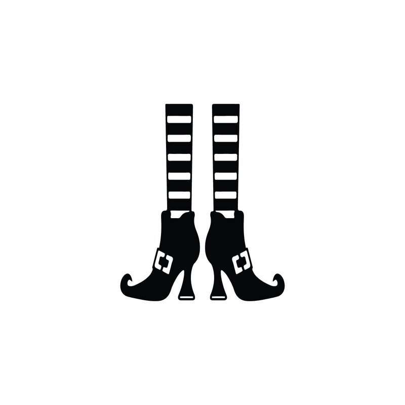 Vinyl Wall Art Decal - Witch Feet - 24" x 20" - Trendy Funny Cool Halloween Season Design Sticker For Home Living Room Windows Entry Hall Doors Storefront Coffee Shop School Spooky Decor 1