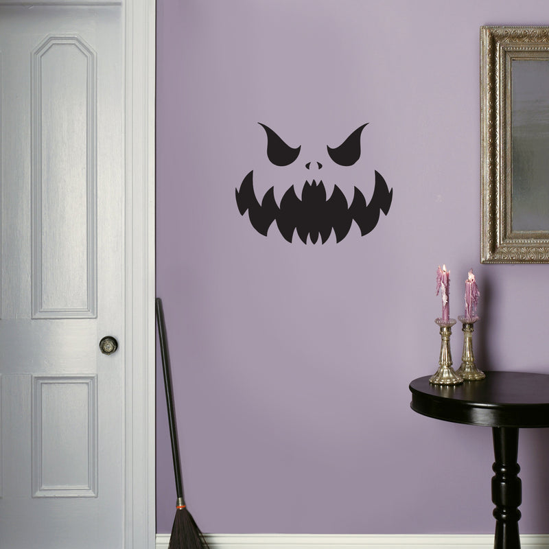 Vinyl Wall Art Decal - Pumpkin Face - 21" x 27" - Ghost Design Seasonal Halloween Quote Sticker For Entryway Storefront Office Window Living Room Scary Spooky Decor 2