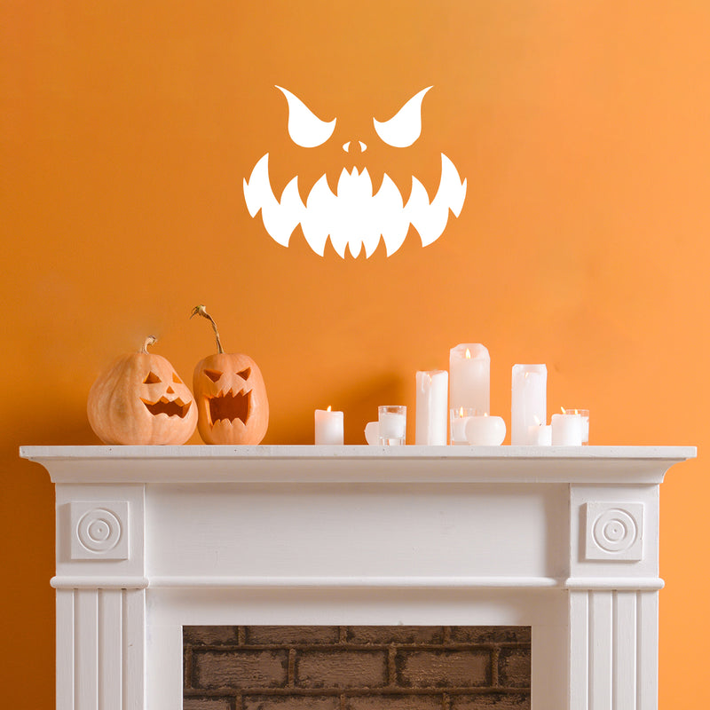 Vinyl Wall Art Decal - Pumpkin Face - 21" x 27" - Ghost Design Seasonal Halloween Quote Sticker For Entryway Storefront Office Window Living Room Scary Spooky Decor 2