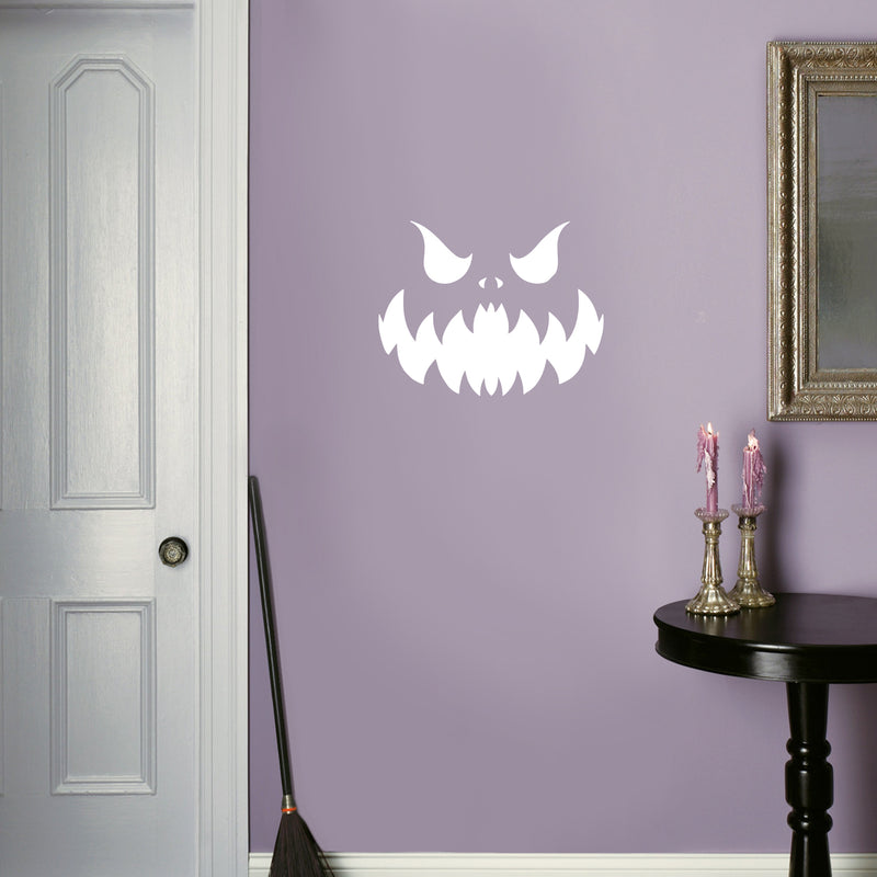 Vinyl Wall Art Decal - Pumpkin Face - 21" x 27" - Ghost Design Seasonal Halloween Quote Sticker For Entryway Storefront Office Window Living Room Scary Spooky Decor 3