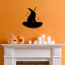 Vinyl Wall Art Decal - Witch Black Hat - Trendy Funny Halloween Cool Hat Design Sticker For Home Living Room Windows Doors Storefront Office Coffee Shop Spooky Decor 2