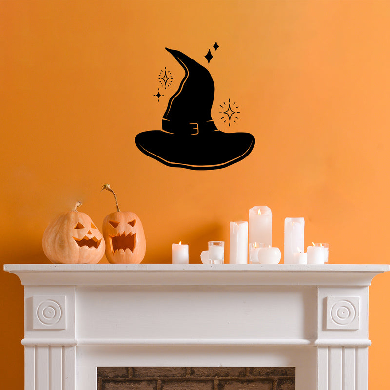 Vinyl Wall Art Decal - Witch Black Hat - 16" x 15" - Trendy Funny Halloween Cool Hat Design Sticker For Home Living Room Windows Doors Storefront Office Coffee Shop Spooky Decor 2