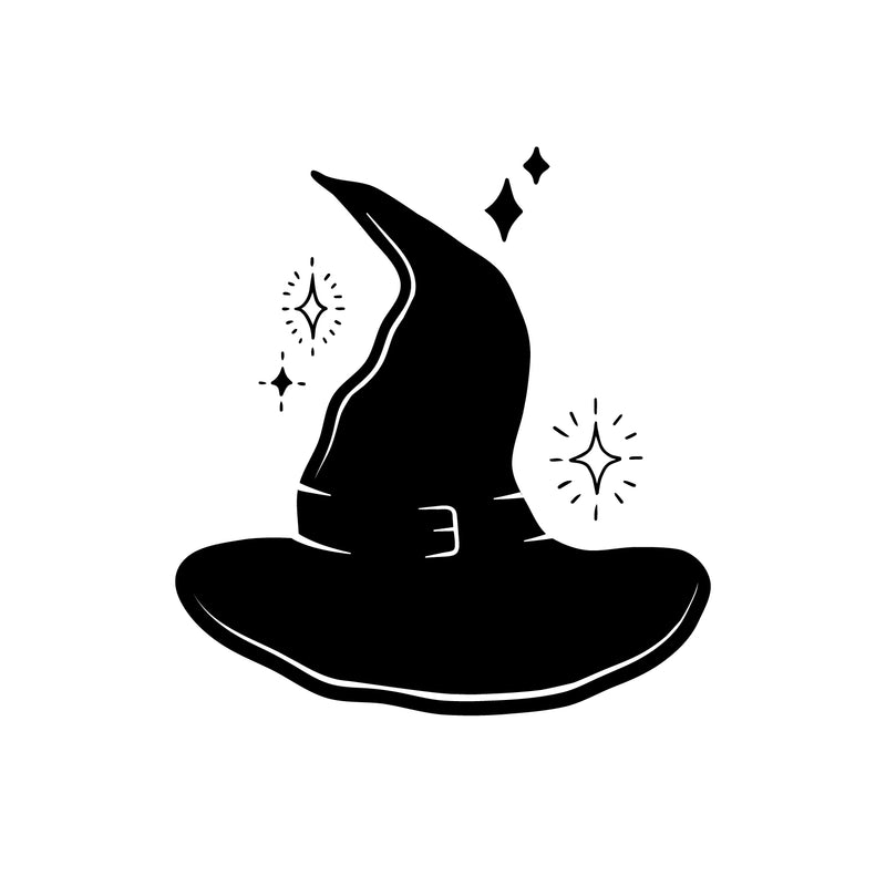 Vinyl Wall Art Decal - Witch Black Hat - 16" x 15" - Trendy Funny Halloween Cool Hat Design Sticker For Home Living Room Windows Doors Storefront Office Coffee Shop Spooky Decor 4