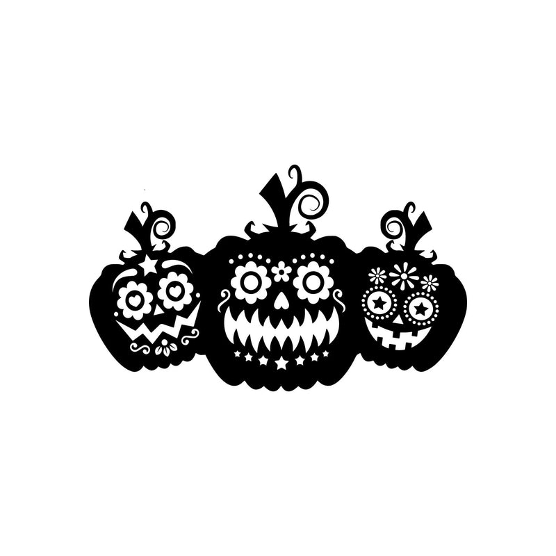 Vinyl Wall Art Decal - Pumpkins - 18" x 30" - Trendy Cool Funny Halloween Season Design Sticker For Home Family Room Windows Entry Hall Doors Storefront Coffee Shop School Spooky Decor 1