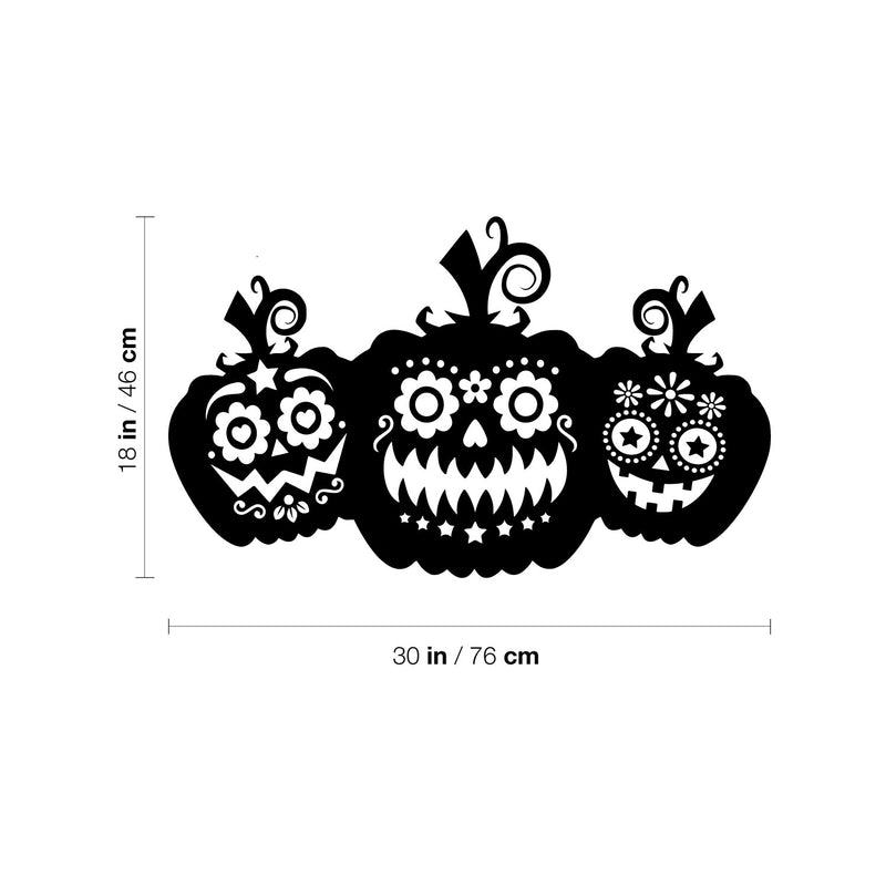 Vinyl Wall Art Decal - Pumpkins - 18" x 30" - Trendy Cool Funny Halloween Season Design Sticker For Home Family Room Windows Entry Hall Doors Storefront Coffee Shop School Spooky Decor 2