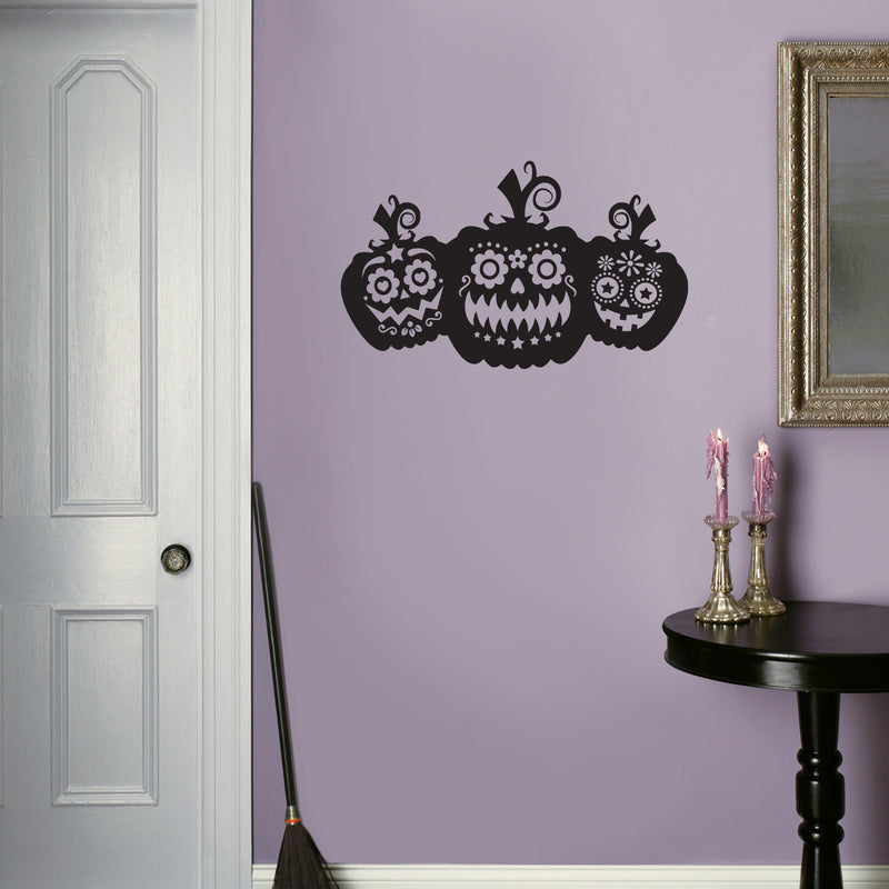 Vinyl Wall Art Decal - Pumpkins - Trendy Cool Funny Halloween Season Design Sticker For Home Family Room Windows Entry Hall Doors Storefront Coffee Shop School Spooky Decor 3