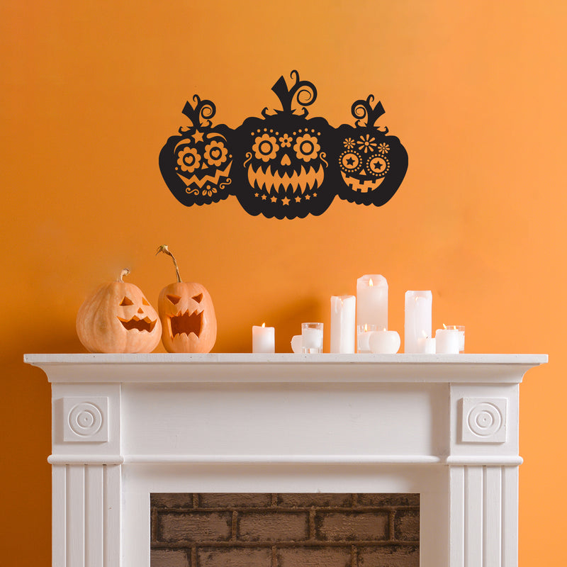 Vinyl Wall Art Decal - Pumpkins - 18" x 30" - Trendy Cool Funny Halloween Season Design Sticker For Home Family Room Windows Entry Hall Doors Storefront Coffee Shop School Spooky Decor 4
