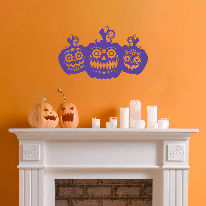Vinyl Wall Art Decal - Pumpkins - 18" x 30" - Trendy Cool Funny Halloween Season Design Sticker For Home Family Room Windows Entry Hall Doors Storefront Coffee Shop School Spooky Decor 3