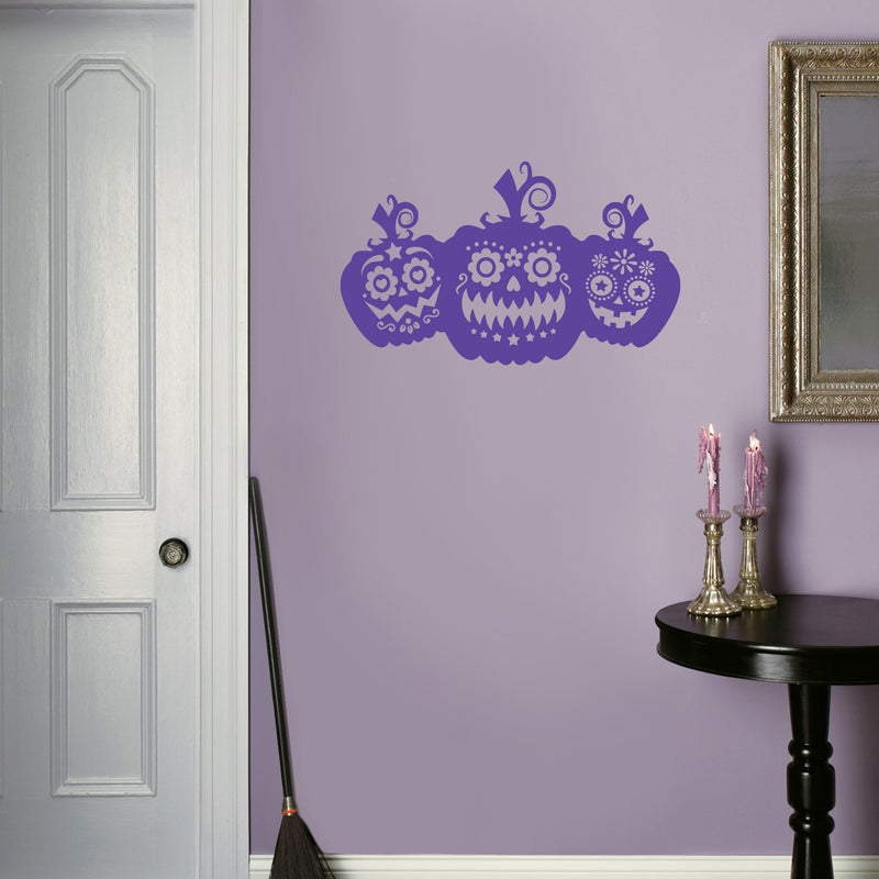 Vinyl Wall Art Decal - Pumpkins - 18" x 30" - Trendy Cool Funny Halloween Season Design Sticker For Home Family Room Windows Entry Hall Doors Storefront Coffee Shop School Spooky Decor 4
