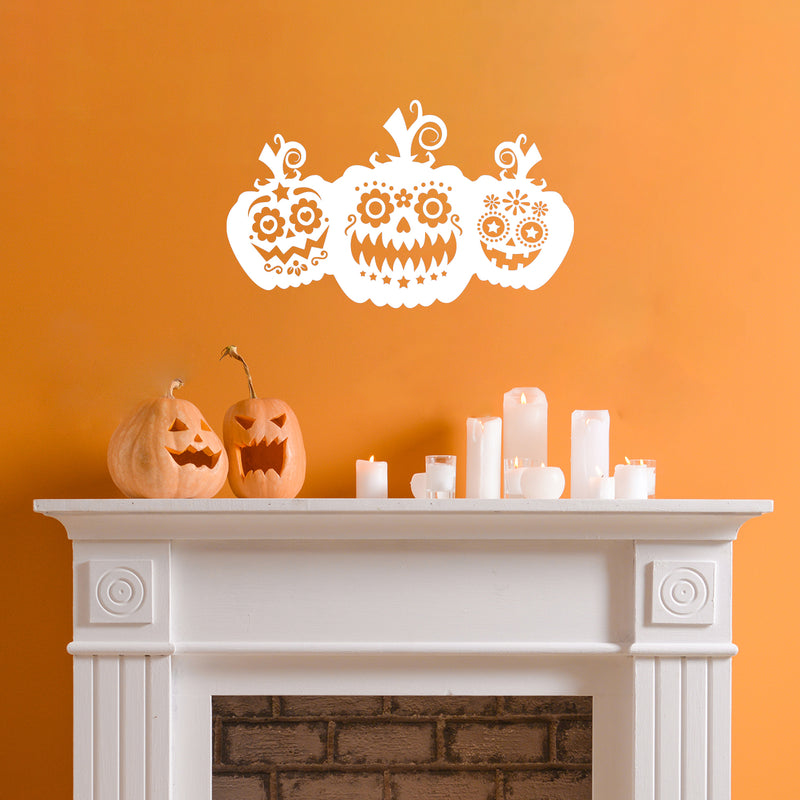 Vinyl Wall Art Decal - Pumpkins - 18" x 30" - Trendy Cool Funny Halloween Season Design Sticker For Home Family Room Windows Entry Hall Doors Storefront Coffee Shop School Spooky Decor 4