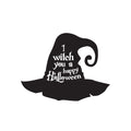Vinyl Wall Art Decal - I Witch You A Happy Halloween - 16. Hat Design Seasonal Halloween Quote Sticker For Entryway Storefront Office Living Room Scary Spooky Decor 1