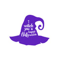 Vinyl Wall Art Decal - I Witch You A Happy Halloween - 16.5" x 22" - Hat Design Seasonal Halloween Quote Sticker For Entryway Storefront Office Living Room Scary Spooky Decor 1