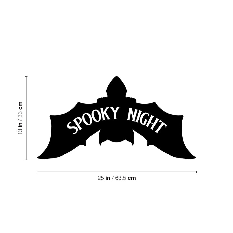 Vinyl Wall Art Decal - Spooky Night - Bat Design Seasonal Halloween Quote Sticker For Entryway Storefront Office Living Room Scary Spooky Decor 4