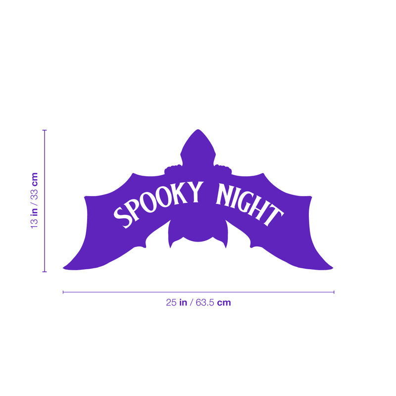 Vinyl Wall Art Decal - Spooky Night - 13" x 25" - Bat Design Seasonal Halloween Quote Sticker For Entryway Storefront Office Living Room Scary Spooky Decor 4