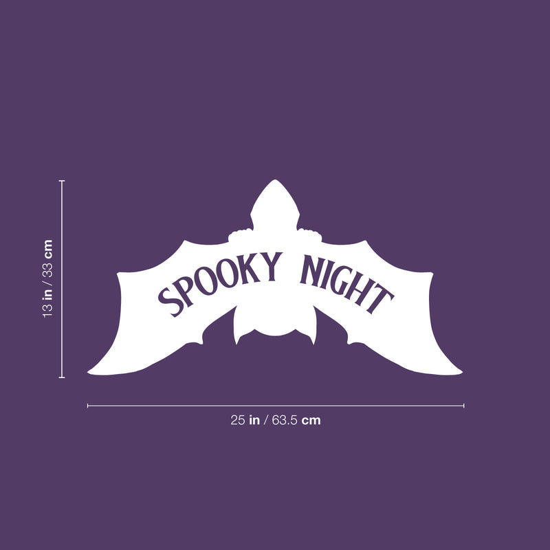 Vinyl Wall Art Decal - Spooky Night - 13" x 25" - Bat Design Seasonal Halloween Quote Sticker For Entryway Storefront Office Living Room Scary Spooky Decor 4