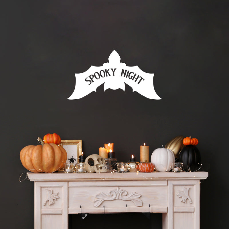 Vinyl Wall Art Decal - Spooky Night - 13" x 25" - Bat Design Seasonal Halloween Quote Sticker For Entryway Storefront Office Living Room Scary Spooky Decor 3