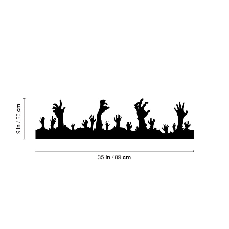 Vinyl Wall Art Decal - Zombie Hands Graveyard - Trendy Spooky Cool Halloween Season Design Sticker For Home Living Room Windows Entry Doors Storefront Coffee Shop School Decor 4