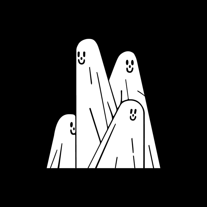 Vinyl Wall Art Decal - Happy Three Ghost - 19" x 16.5" - Trendy Cute Fun Halloween Season Design Sticker For Home Family Room Windows Entry Doors Office Coffee Shop School Spooky Decor 1